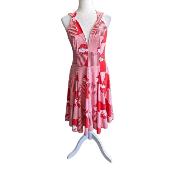 Antrhopologie Eva Franco Fit and Flare Dress Red White Floral Swing Elegant SZ 4 - Picture 15 of 15